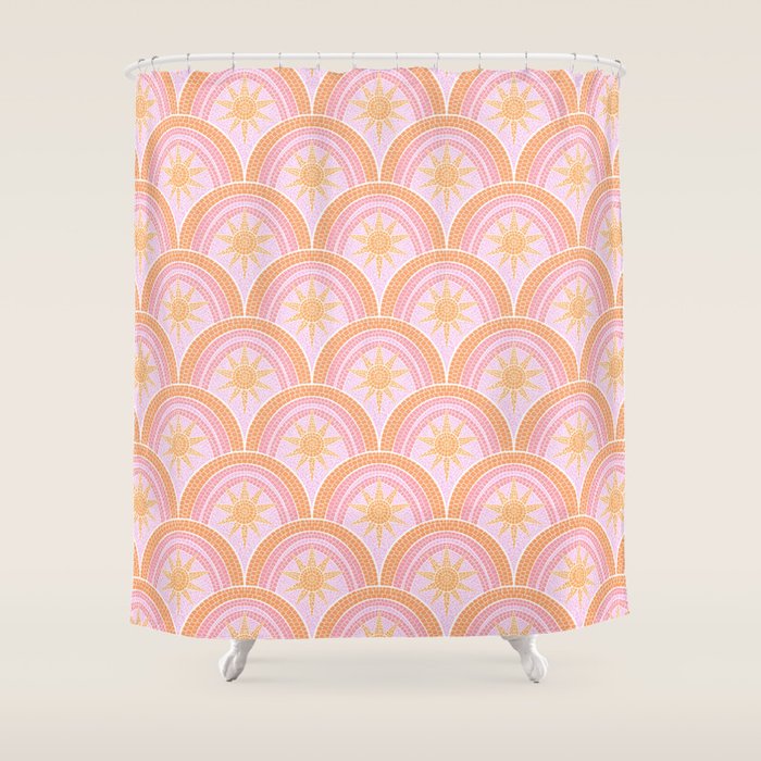 Bohemian Sunburst Mosaic Shower Curtain Gallery Image 1