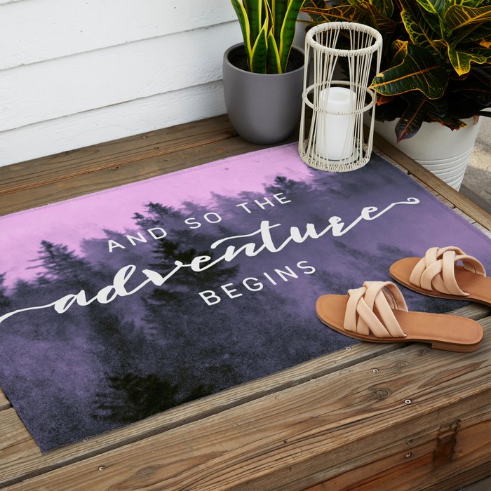 And So The Adventure Begins Pink Forest Outdoor Rug Gallery Image 2