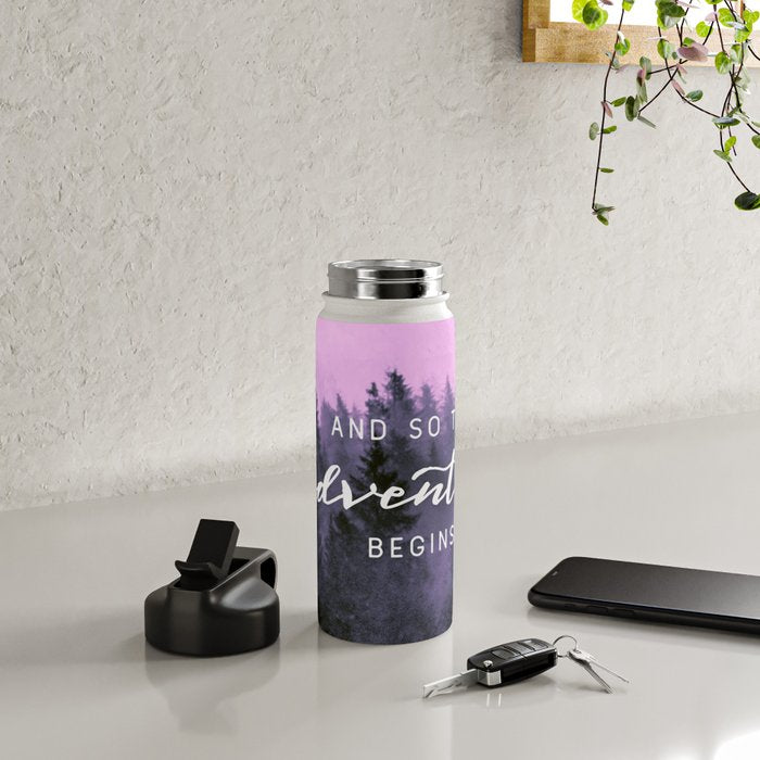 And So The Adventure Begins Pink Forest Water Bottle Gallery Image 4