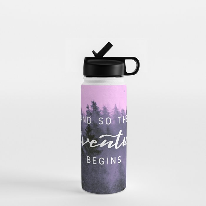 And So The Adventure Begins Pink Forest Water Bottle Gallery Image 1