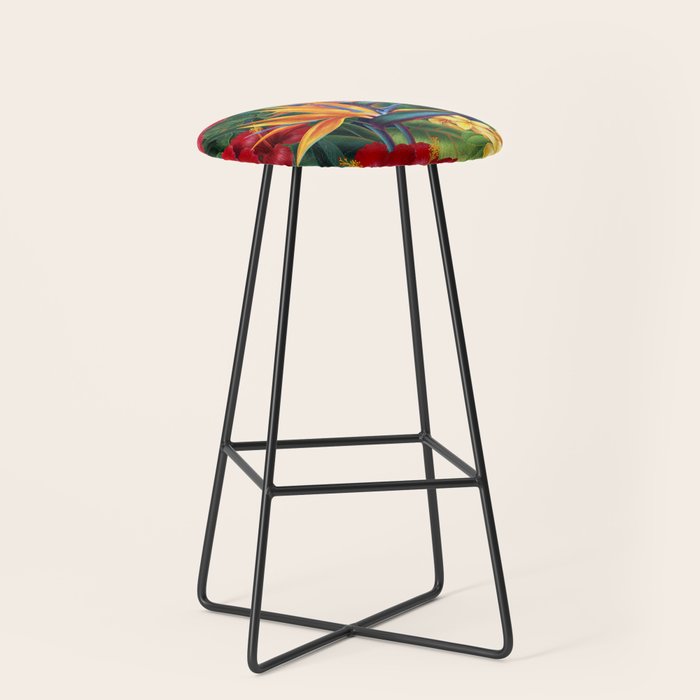 Tropical Paradise Hawaiian Floral Illustration Stool Gallery Image 1
