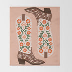 Cowgirl Boots - Orange and Green Throw Blanket Gallery Image 2