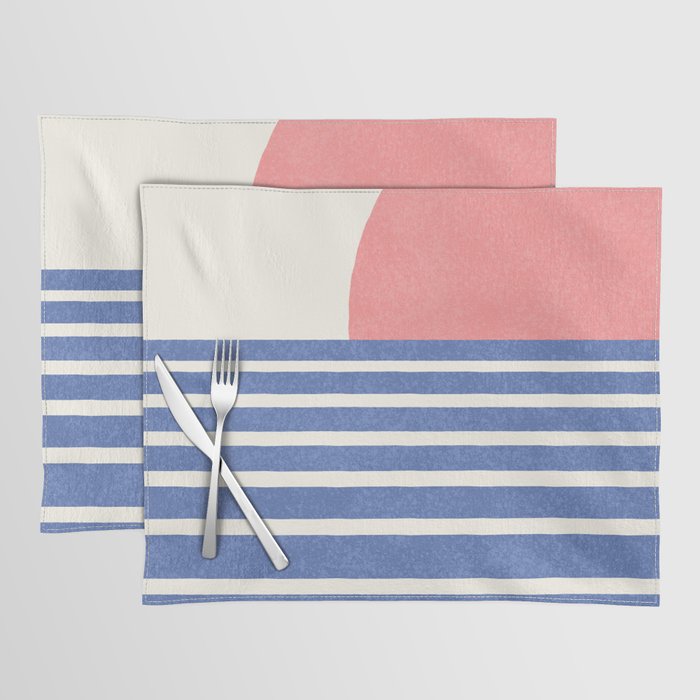Beach Horizon Lines pink blue Placemat Gallery Image 1