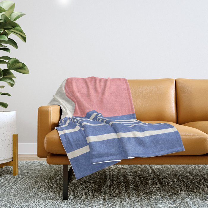 Beach Horizon Lines pink blue Throw Blanket Gallery Image 1