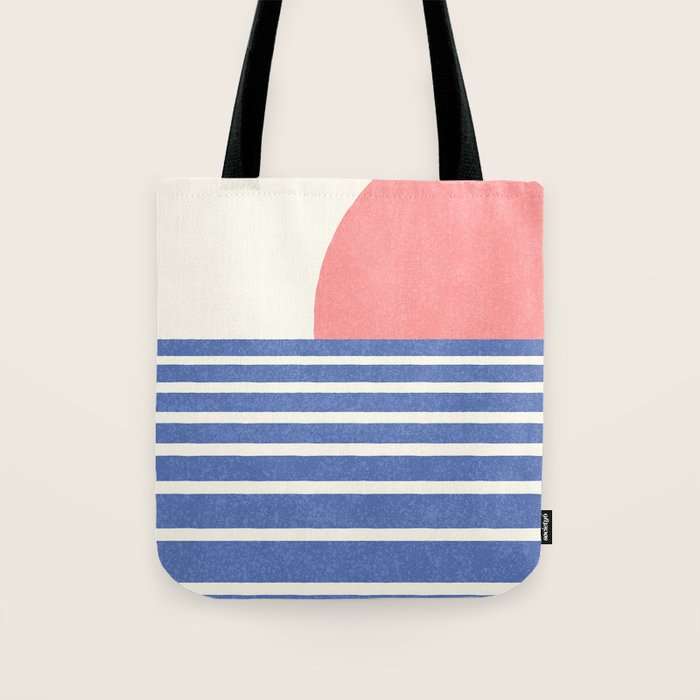 Beach Horizon Lines pink blue Tote Bag Gallery Image 1