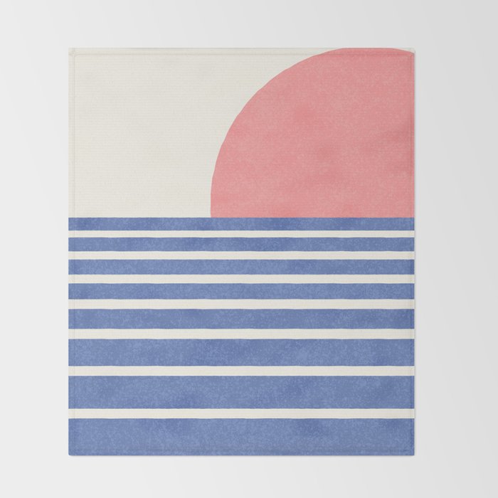 Beach Horizon Lines pink blue Throw Blanket Gallery Image 2