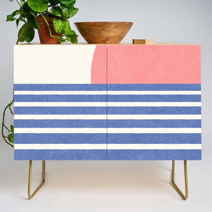 Beach Horizon Lines pink blue Credenza Gallery Image 1