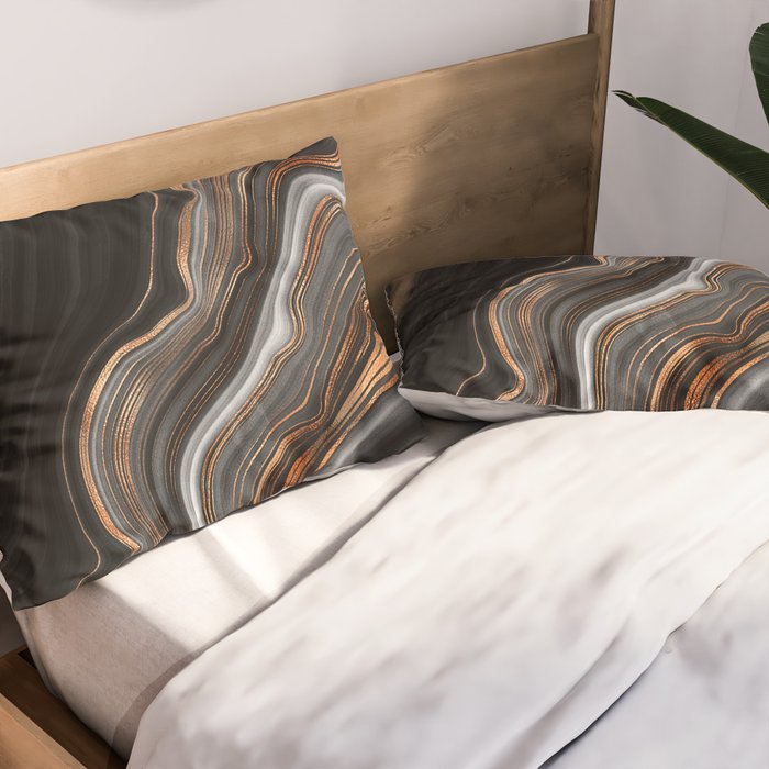 Glowing Marble Waves  Pillow Sham Gallery Image 2