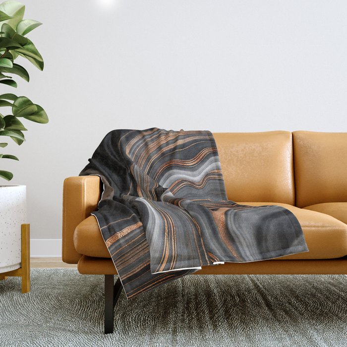 Glowing Marble Waves  Throw Blanket Gallery Image 1