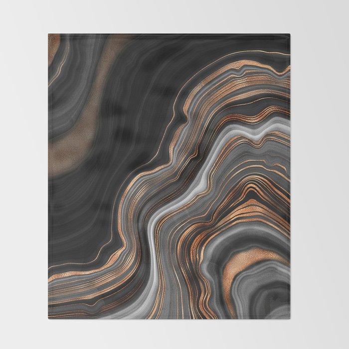 Glowing Marble Waves  Throw Blanket Gallery Image 2