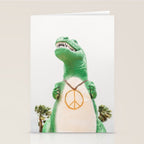 Green T-Rex Cabazon Dinosaur with Peace Sign - Palm Springs Stationery Card Gallery Image 2