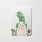 Green T-Rex Cabazon Dinosaur with Peace Sign - Palm Springs Bath Mat Gallery Image 1