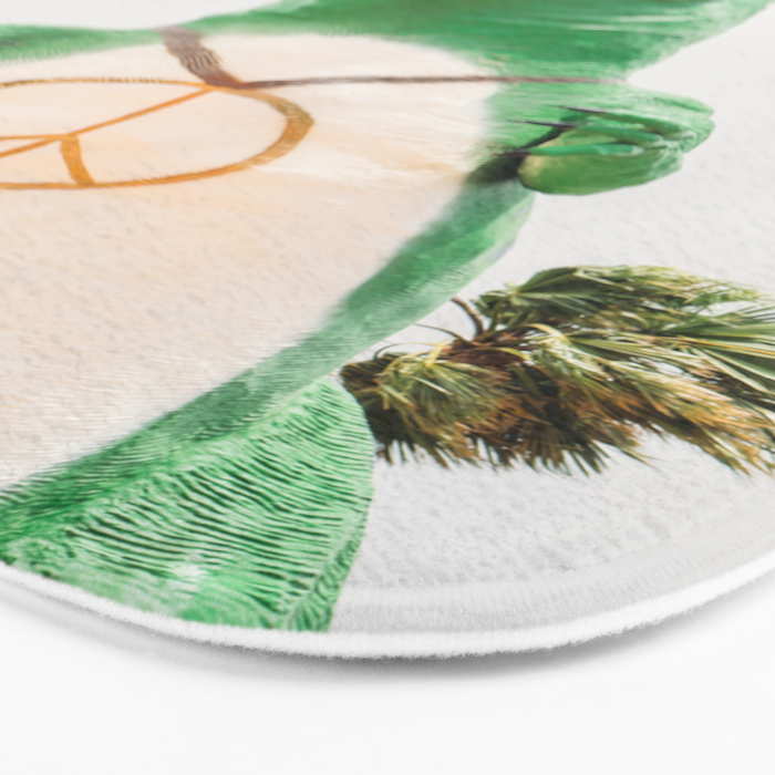 Green T-Rex Cabazon Dinosaur with Peace Sign - Palm Springs Bath Mat Gallery Image 3