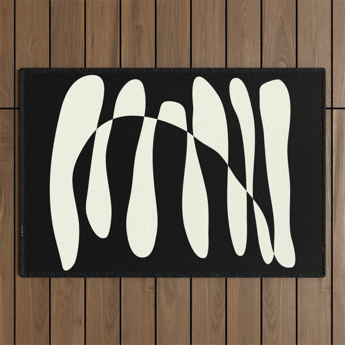 Abstract Composition in Black and White Outdoor Rug Gallery Image 1