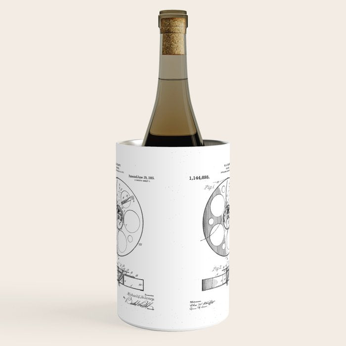 Film Reel Patent - Classic Cinema Art - Black Chalkboard Wine Chiller Gallery Image 1