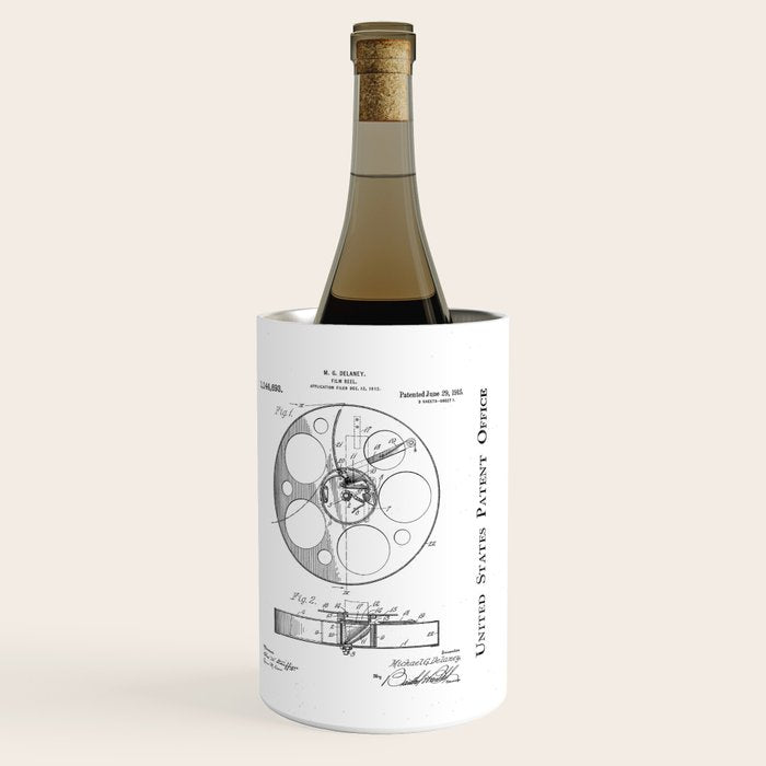 Film Reel Patent - Classic Cinema Art - Black Chalkboard Wine Chiller Gallery Image 3