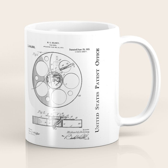 Film Reel Patent - Classic Cinema Art - Black Chalkboard Coffee Mug Gallery Image 1