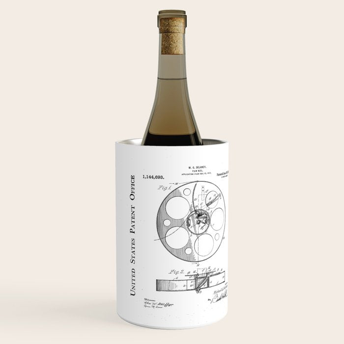 Film Reel Patent - Classic Cinema Art - Black Chalkboard Wine Chiller Gallery Image 2