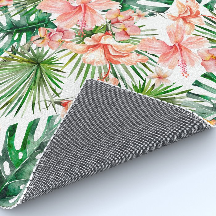 Tropical Jungle Hibiscus Flowers - Floral Rug Gallery Image 4