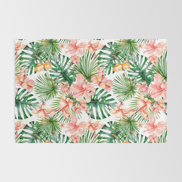 Tropical Jungle Hibiscus Flowers - Floral Rug Gallery Image 2