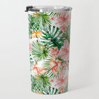 Tropical Jungle Hibiscus Flowers - Floral Travel Mug Gallery Image 3