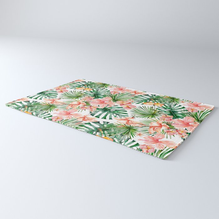 Tropical Jungle Hibiscus Flowers - Floral Rug Gallery Image 3