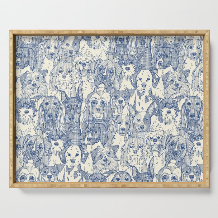 dogs aplenty classic blue pearl Serving Tray Gallery Image 1