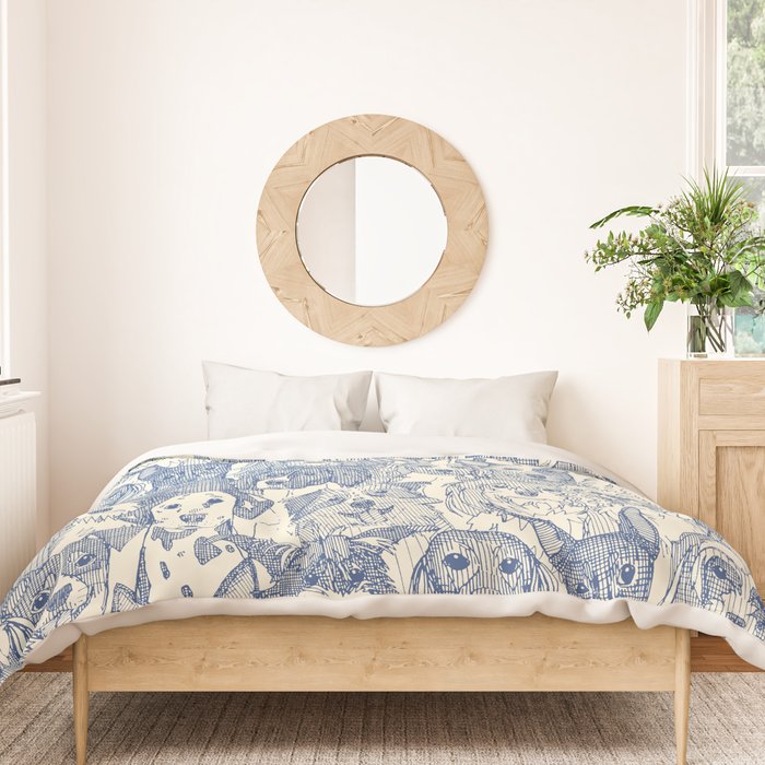 dogs aplenty classic blue pearl Duvet Cover Gallery Image 3