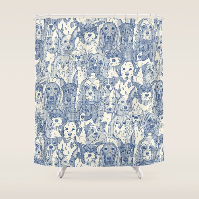 dogs aplenty classic blue pearl Shower Curtain Gallery Image 1