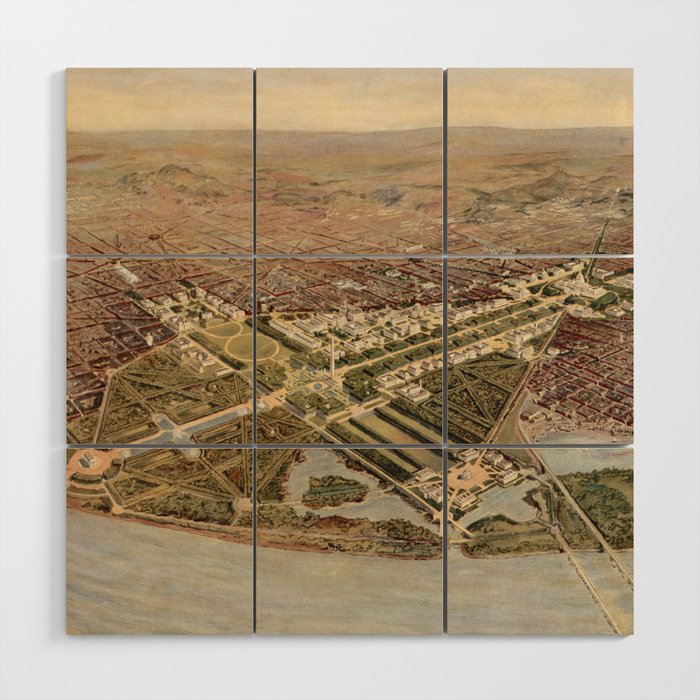Vintage Map of Washington DC (1915) Wood Wall Art Gallery Image 1