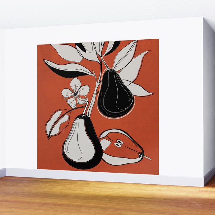 Line Art Pears 2 Wall Mural Gallery Image 2