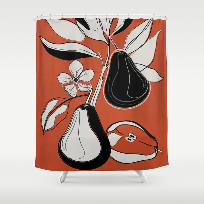 Line Art Pears 2 Shower Curtain Gallery Image 1
