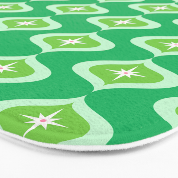 Retro Mid Century Green Ogee Bath Mat Gallery Image 3