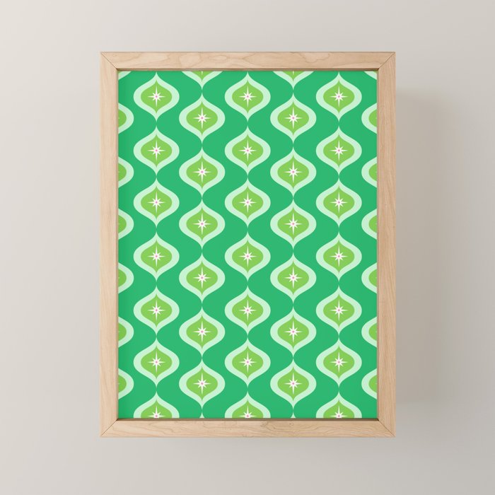 Retro Mid Century Green Ogee Mini Art Print Gallery Image 1