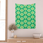 Retro Mid Century Green Ogee Wall Tapestry Gallery Image 2