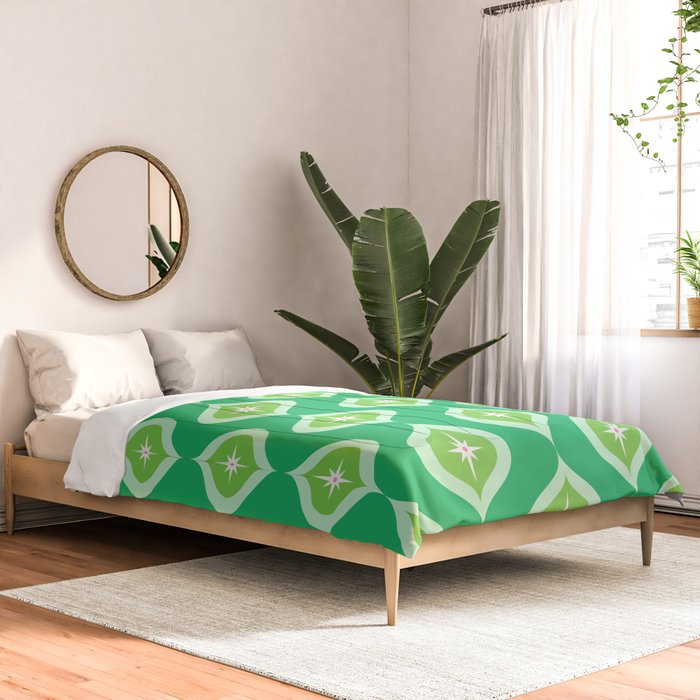 Retro Mid Century Green Ogee Comforter Gallery Image 2