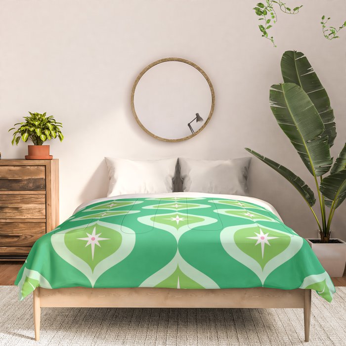 Retro Mid Century Green Ogee Comforter Gallery Image 3
