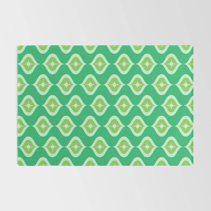 Retro Mid Century Green Ogee Rug Gallery Image 2