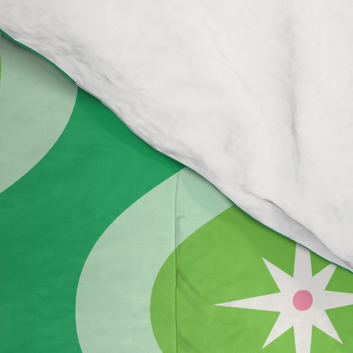 Retro Mid Century Green Ogee Comforter Gallery Image 4