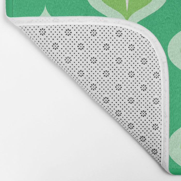 Retro Mid Century Green Ogee Bath Mat Gallery Image 2
