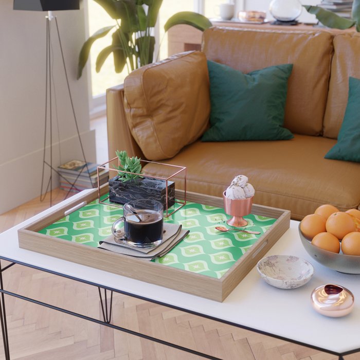 Retro Mid Century Green Ogee Serving Tray Gallery Image 2