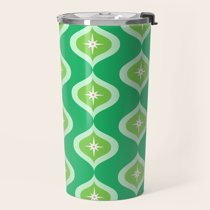 Retro Mid Century Green Ogee Travel Mug Gallery Image 2