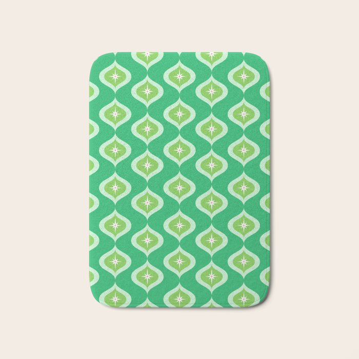 Retro Mid Century Green Ogee Bath Mat Gallery Image 1