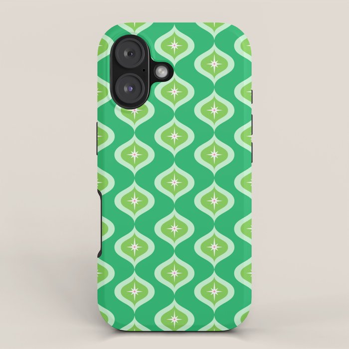 Retro Mid Century Green Ogee iPhone Case Gallery Image 1