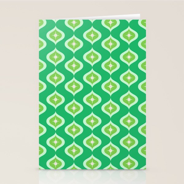 Retro Mid Century Green Ogee Stationery Card Gallery Image 2