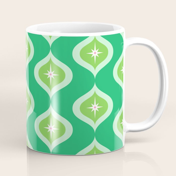 Retro Mid Century Green Ogee Coffee Mug Gallery Image 1
