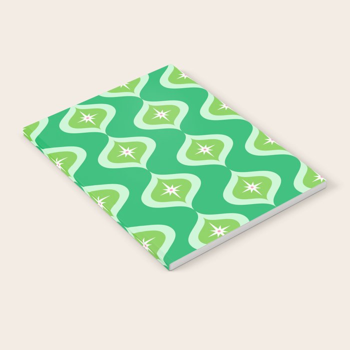 Retro Mid Century Green Ogee Notebook Gallery Image 1