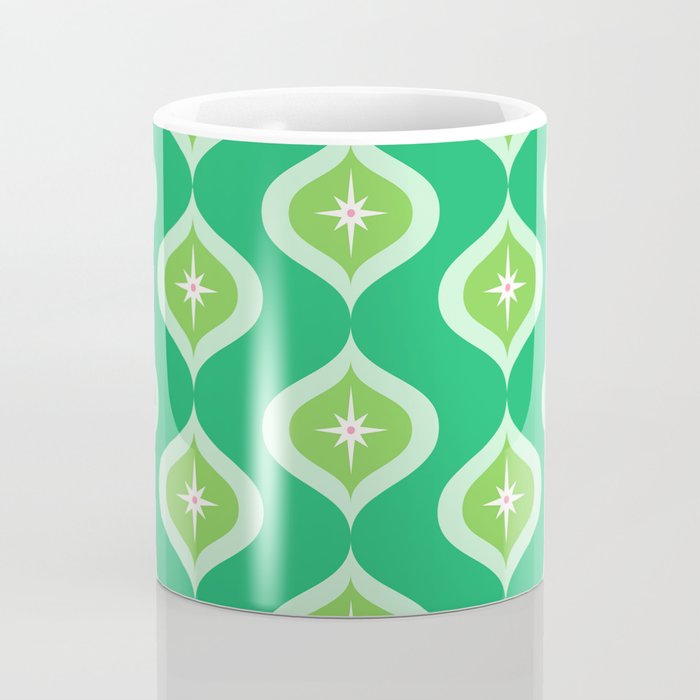 Retro Mid Century Green Ogee Coffee Mug Gallery Image 4