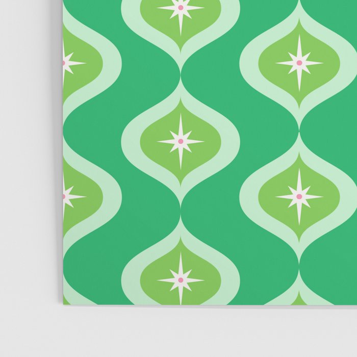 Retro Mid Century Green Ogee Poster Gallery Image 3