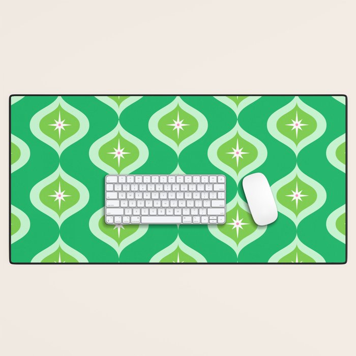 Retro Mid Century Green Ogee Desk Mat Gallery Image 1